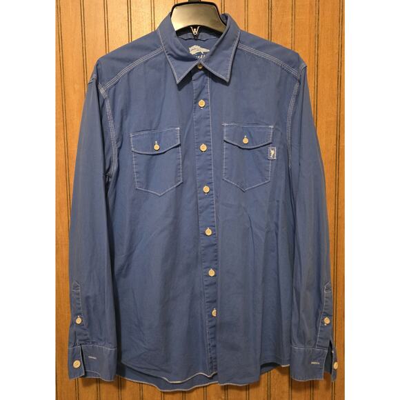 Tommy Bahama Shirt Men Sz M Blue Chambray Long Sleeve Button Up Pockets - Picture 1 of 5